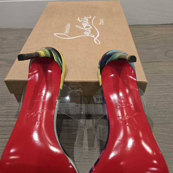 $945 Christian Louboutin JUST NOTHING 85 PVC/Leather Sandal Heels US 8.5 & US 9 - Picture 11 of 14